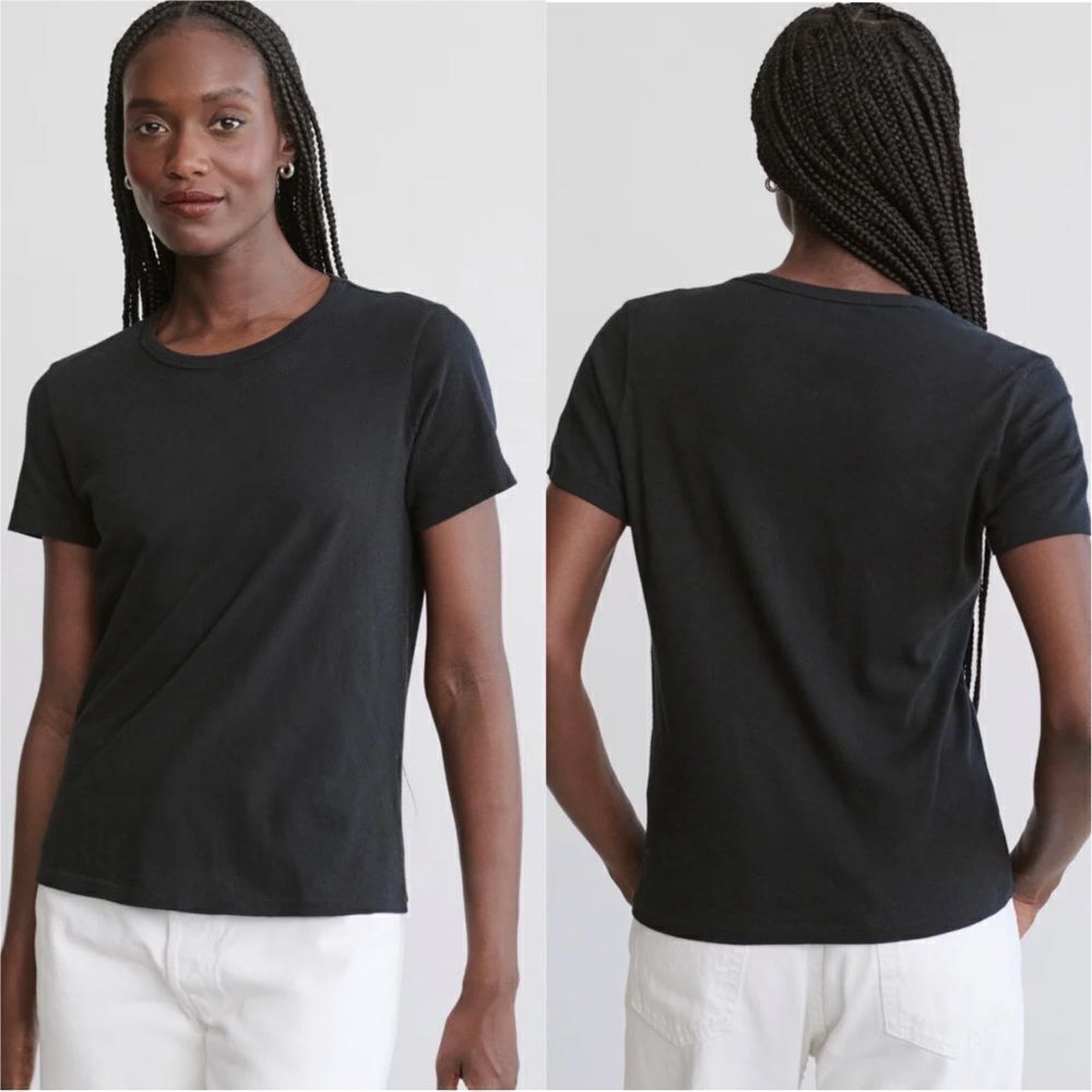 Jenni Kayne Cotton Slim Tee in Black Size XXL